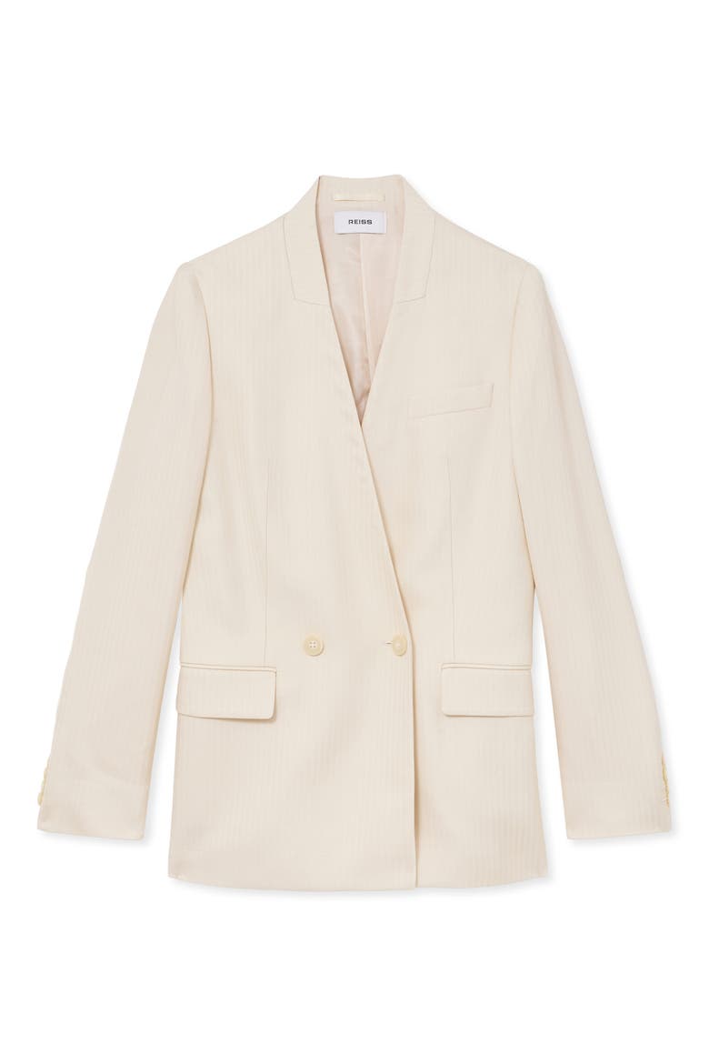 Juniper Jacquard Striped Double Breasted Blazer, Alternate, color, CREAM