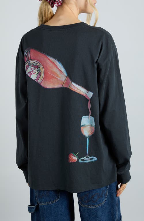 DAMSON MADDER DAMSON MADDER ROSÉ WINE LONG SLEEVE ORGANIC COTTON GRAPHIC T-SHIRT