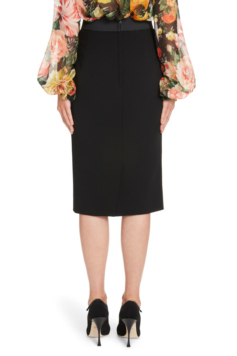Stretch Wool Pencil Skirt, Alternate, color, BLACK