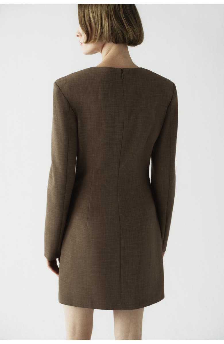H&M Shoulder-pad Dress, Alternate, color, Taupe