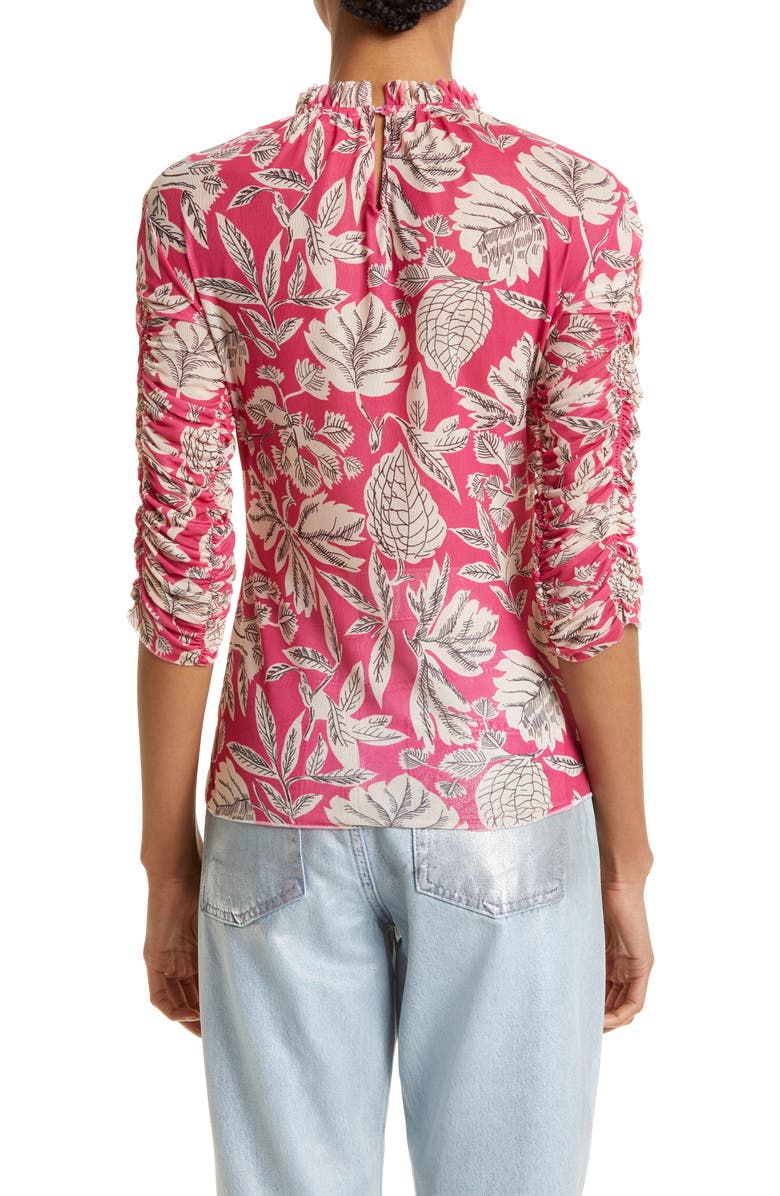 Ted Baker London Izabelo Print Ruffle Mesh Top, Alternate, color, 