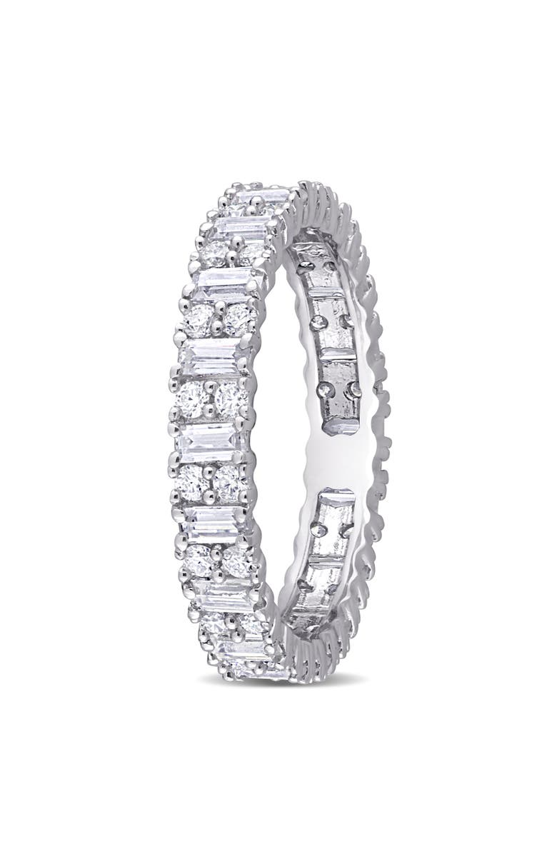 Julianna B. Moissanite Baguette Eternity Ring, Alternate, color, Sterling Silver