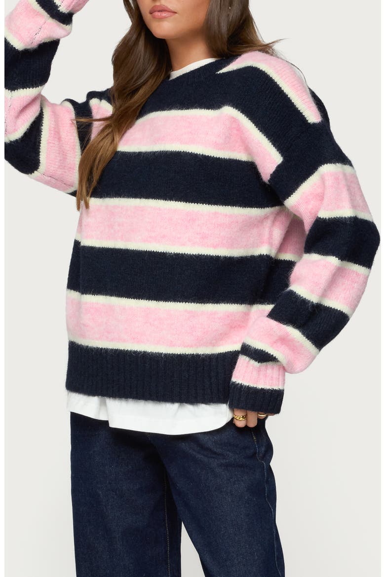Conrad Stripe Sweater, Alternate, color, NAVY-AND-PINK