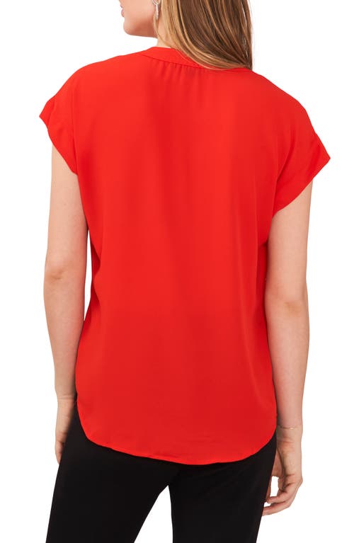 Chaus Split Neck Georgette Blouse In Red