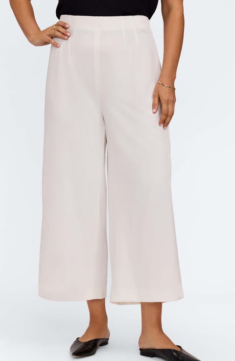 Arlette Wide Leg Crop Crepe Pants (Plus)