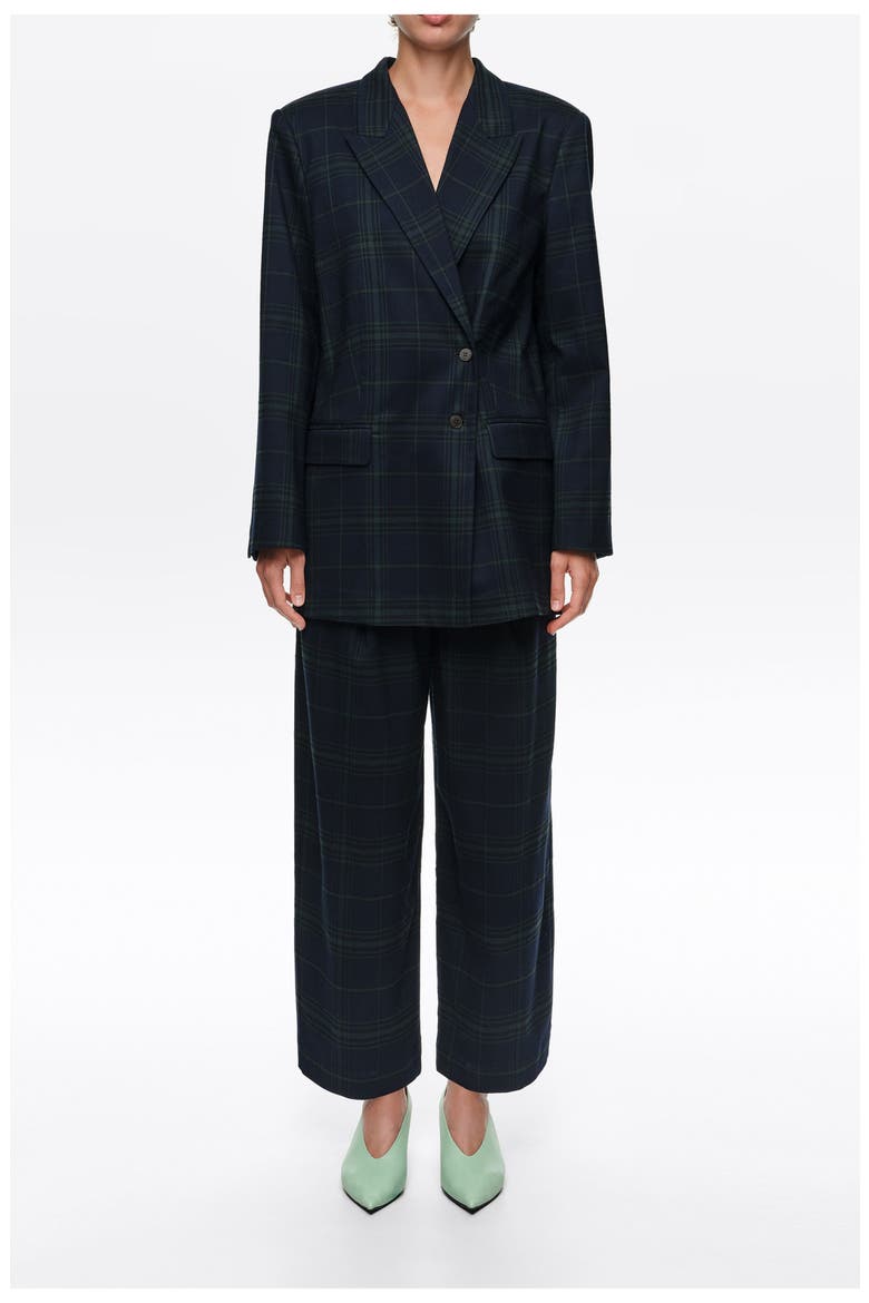 Checked Double-Breasted Tailored Jacket, Main, color, NAVY