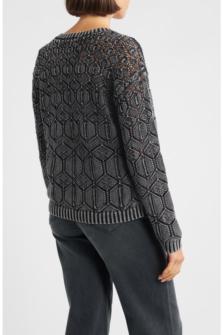 Distressed Wash Openwork Sweater, Alternate, color, WASHED BLACK