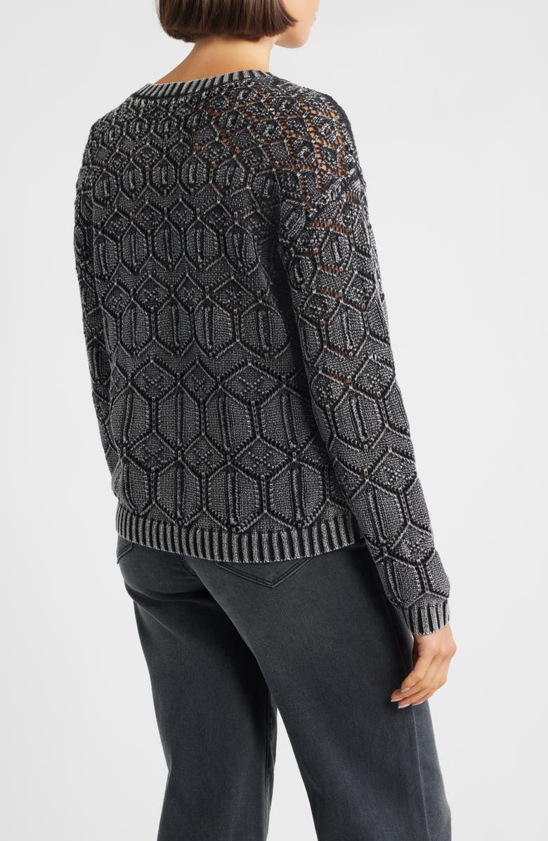 CITY BLUES Distressed Wash Openwork Sweater, Alternate, color, Washed Black