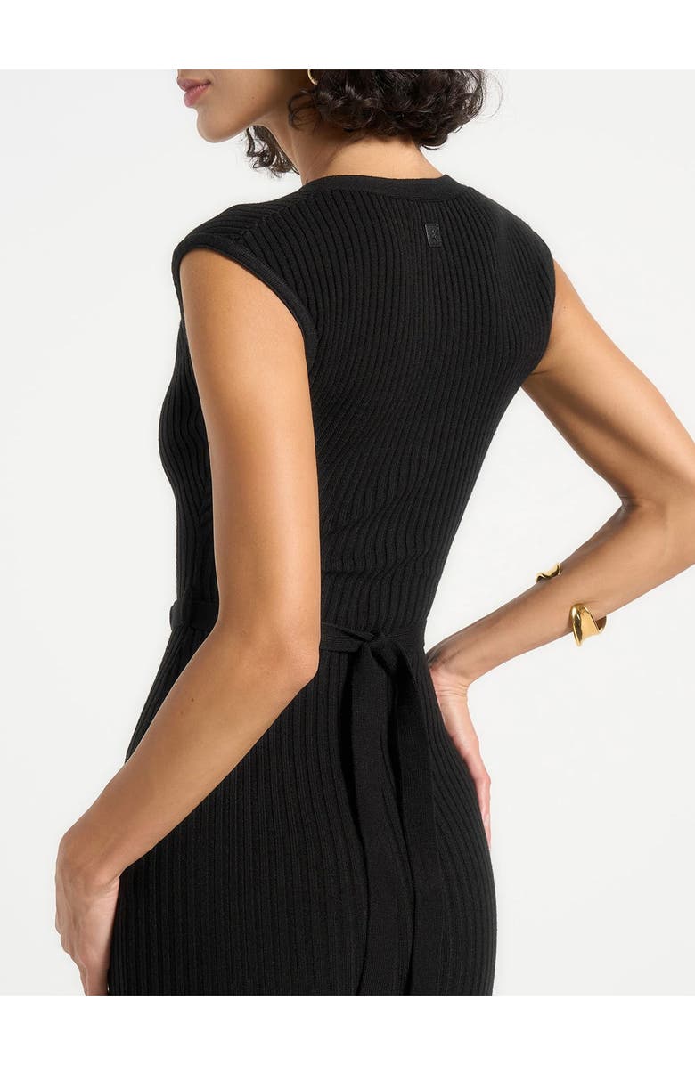 Manière De Voir Helene Knitted Midaxi Dress with Belt, Alternate, color, Black