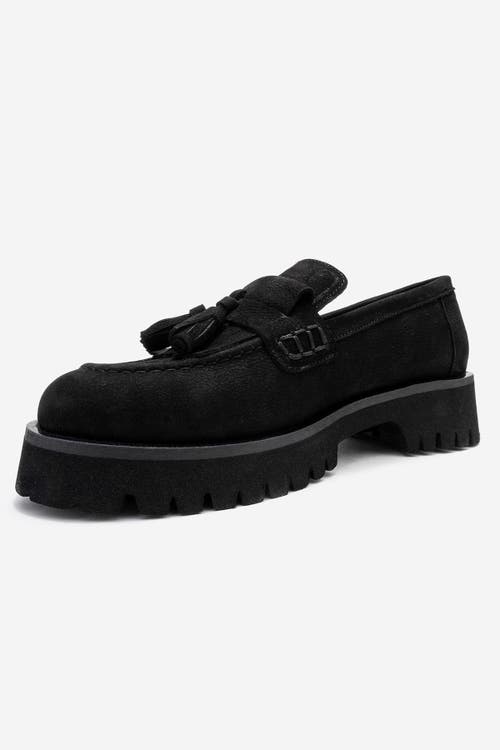 Forever & Always Shoes Poen Leather Tassel Loafer In Black