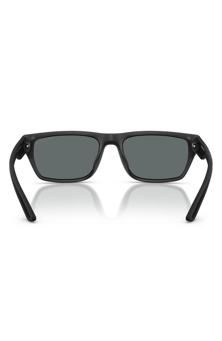 Emporio Armani 57mm Polarized Pillow Sunglasses, Alternate, color, Matte Black / Dark Grey