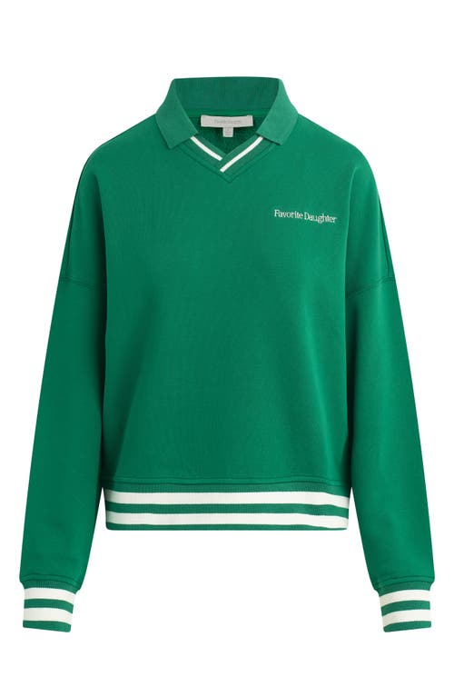 Shop Favorite Daughter Ivy League Rugby Sweatshirt In Emerald