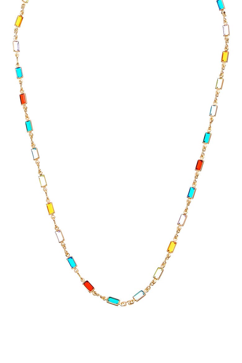 Multicolor Baguette Station Necklace, Main, color, YELLOW