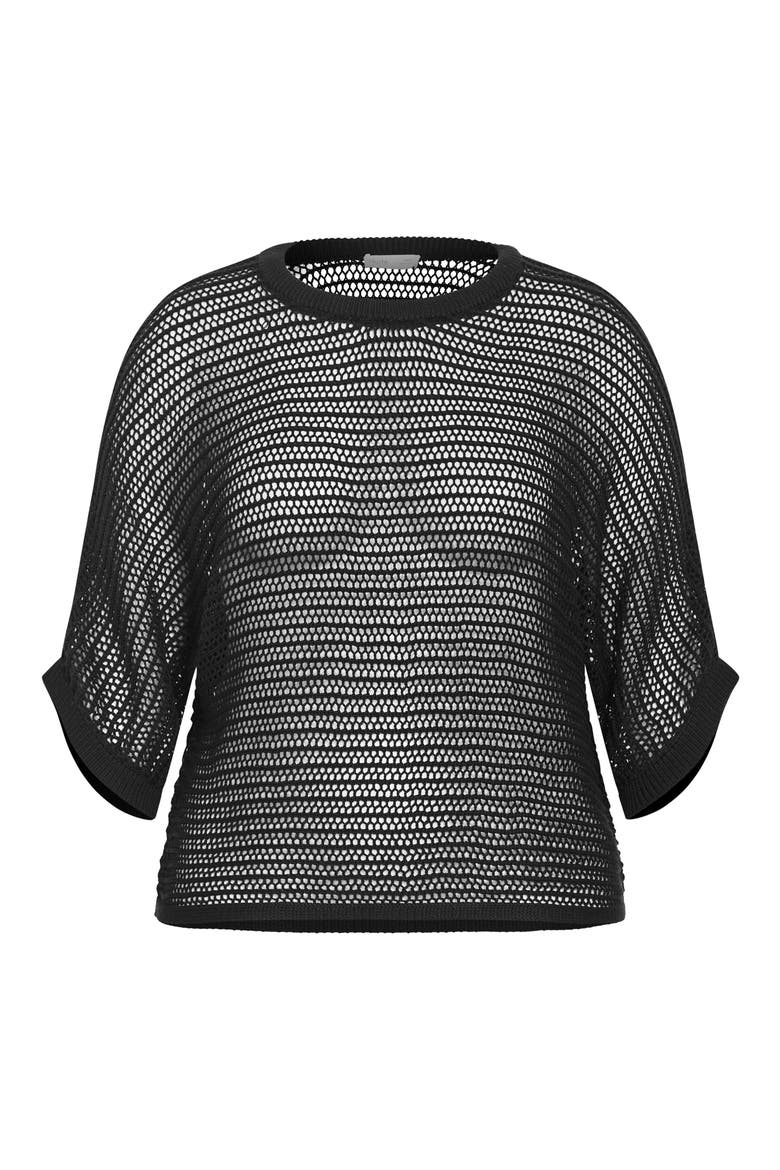 Resort Sheer Open Knit Top, Alternate, color, BLACK