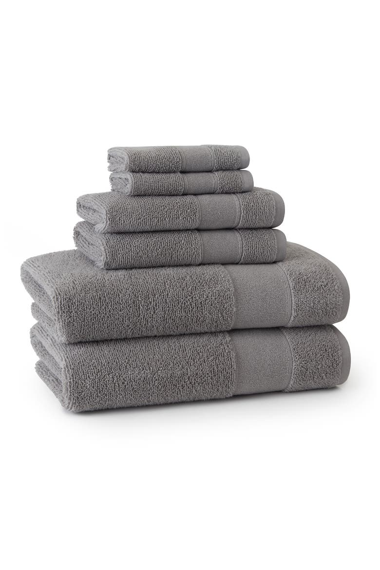 Turkish Cotton 6-Piece Towel Set, Alternate, color, ALUMINUM