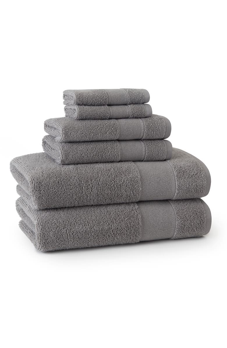 Kassatex Turkish Cotton 6-Piece Towel Set, Alternate, color, Aluminum
