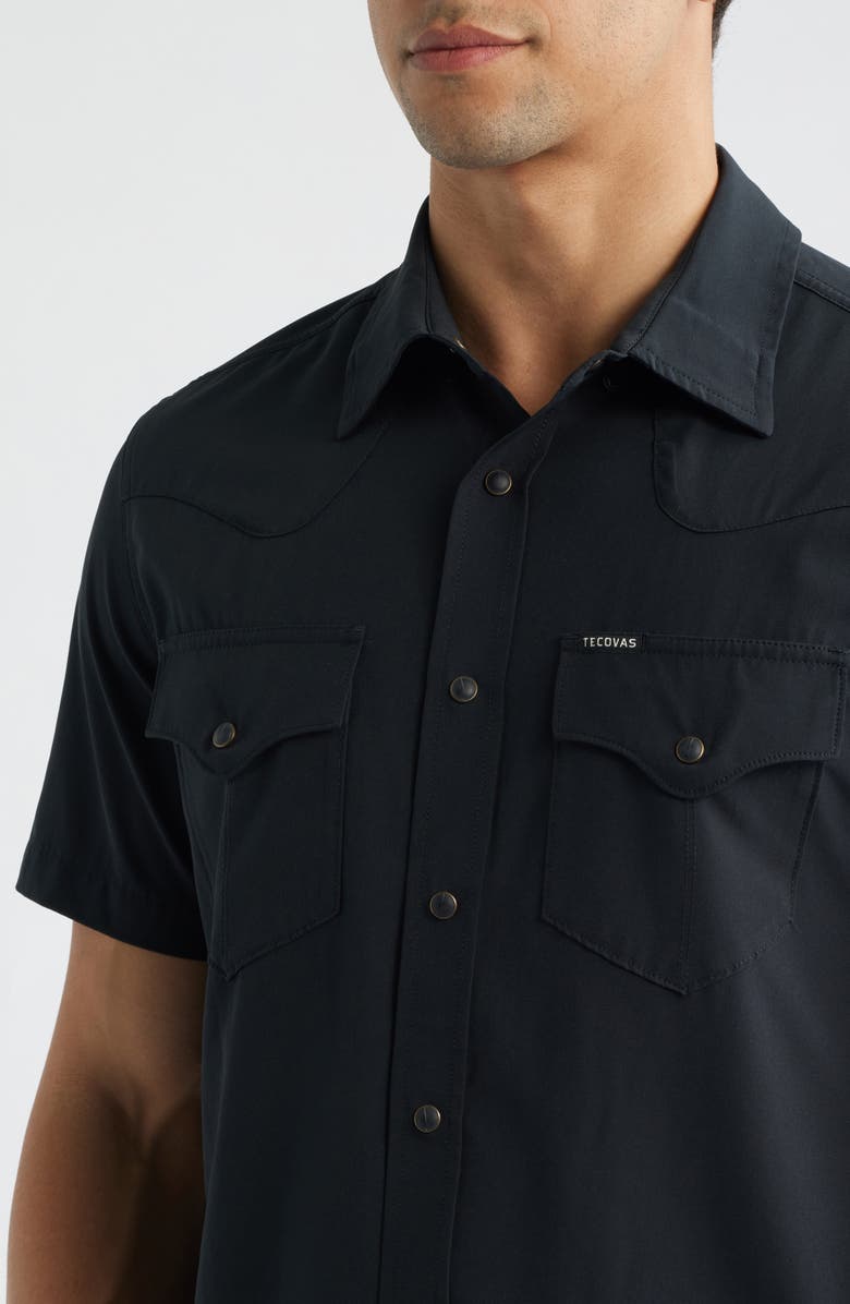 Tecovas Performance Western Short Sleeve Button-Up Shirt, Alternate, color, Black