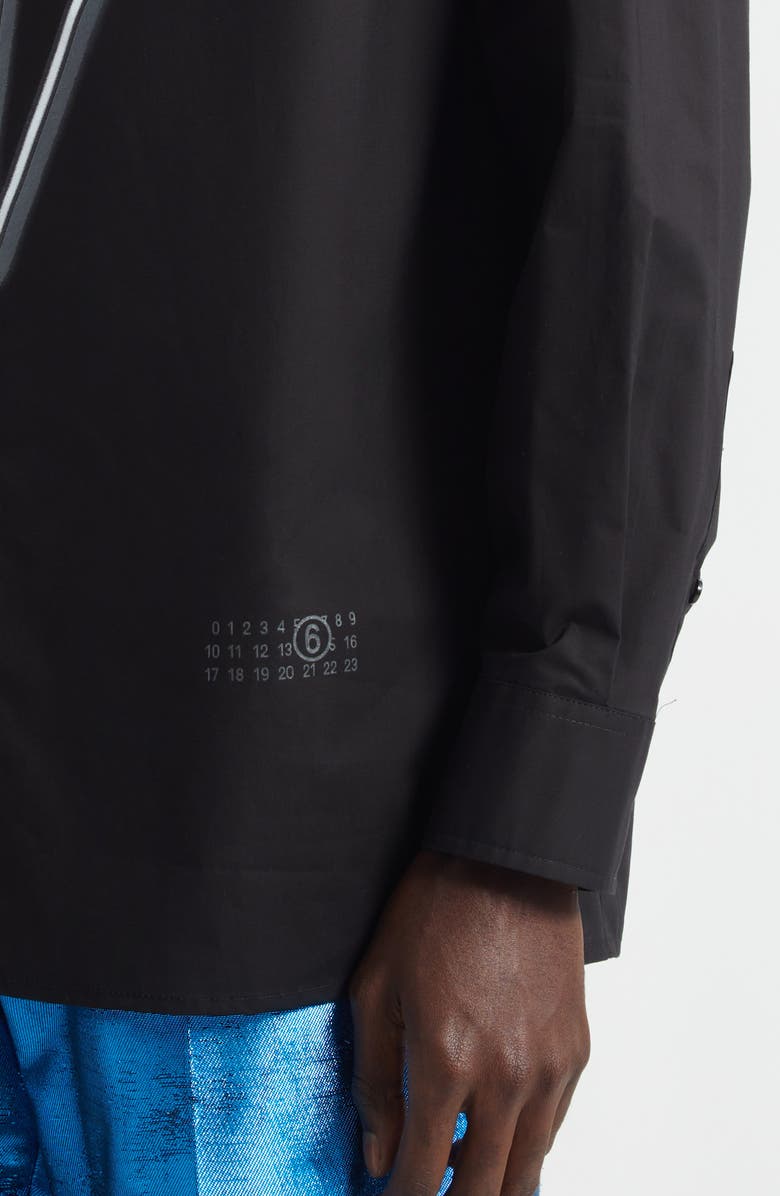 MM6 Maison Margiela Glow in the Dark Tuxedo Graphic Cotton Poplin Button-Up Shirt, Alternate, color, Black
