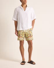 Orlebar Brown Alex Linen Relaxed Fit Linen Shorts with Fairground Print