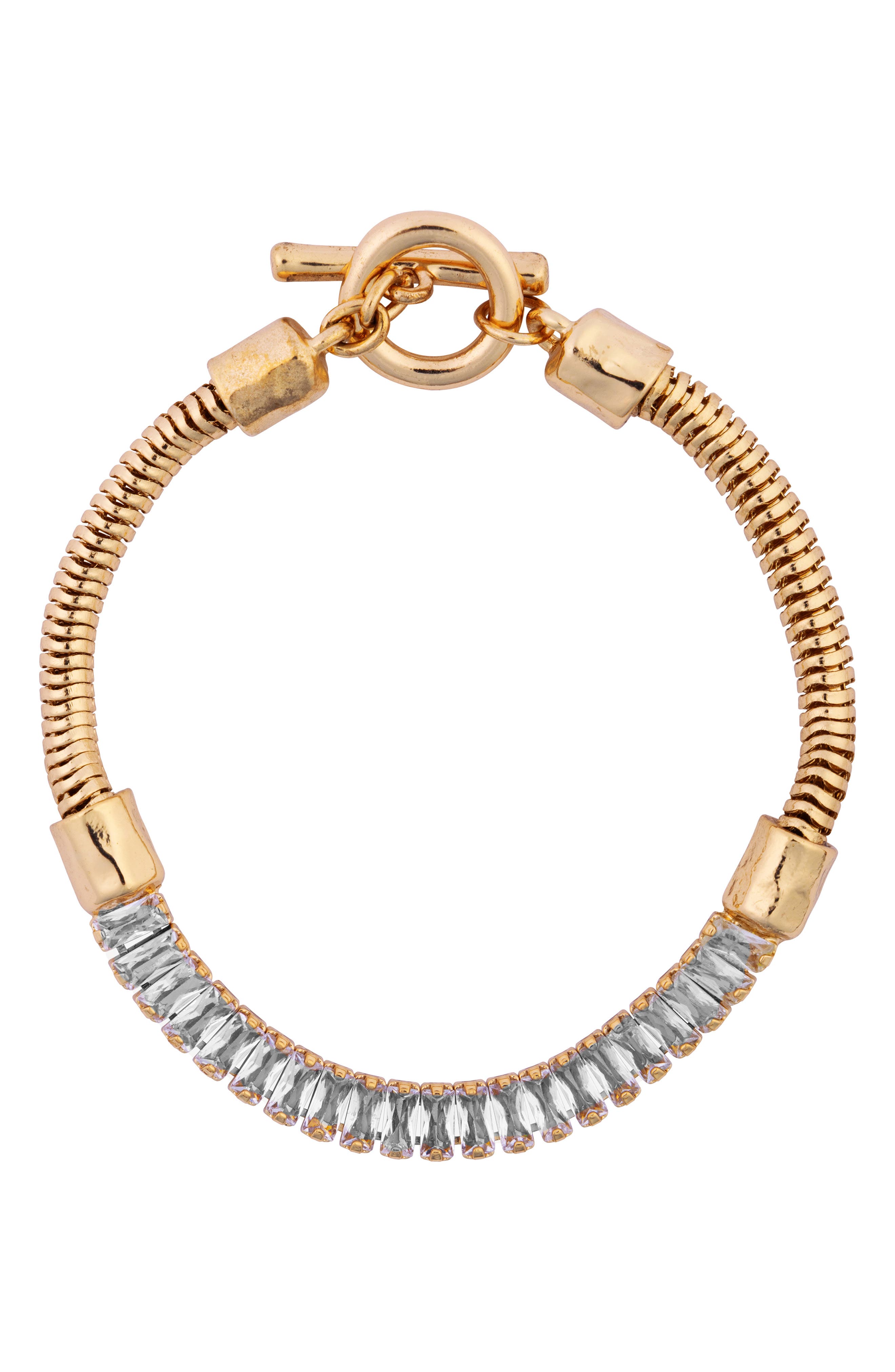 Snake Chain Crystal Toggle Bracelet