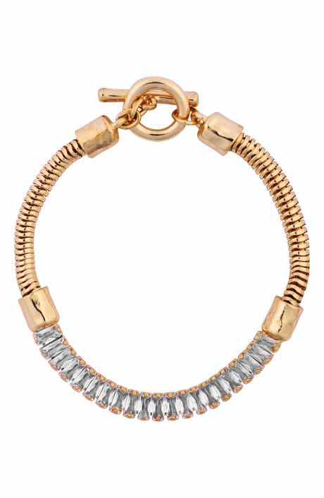 Snake Chain Crystal Toggle Bracelet