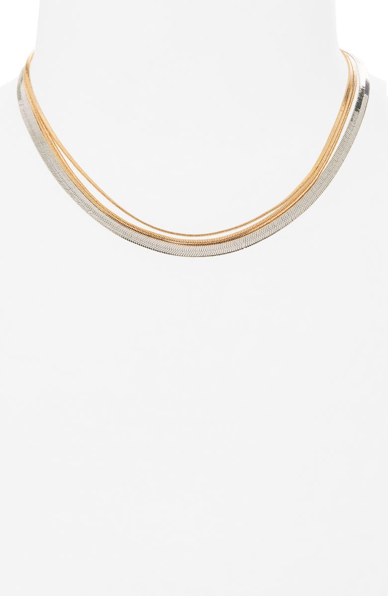 Ettika Layered Herringbone Chain Pendant Necklace, Alternate, color, 