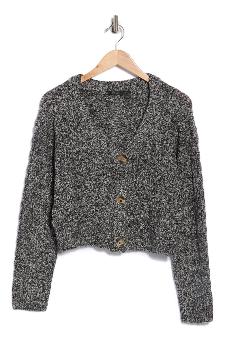 V-Neck Crop Cardigan, Alternate, color, GREY TWIST