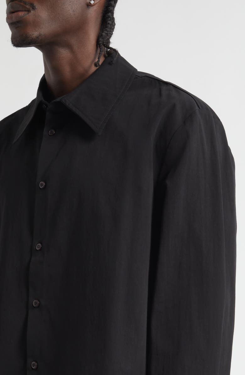 Séfr Trino Cotton Poplin Button-Up Shirt, Alternate, color, Black Fine Poplin
