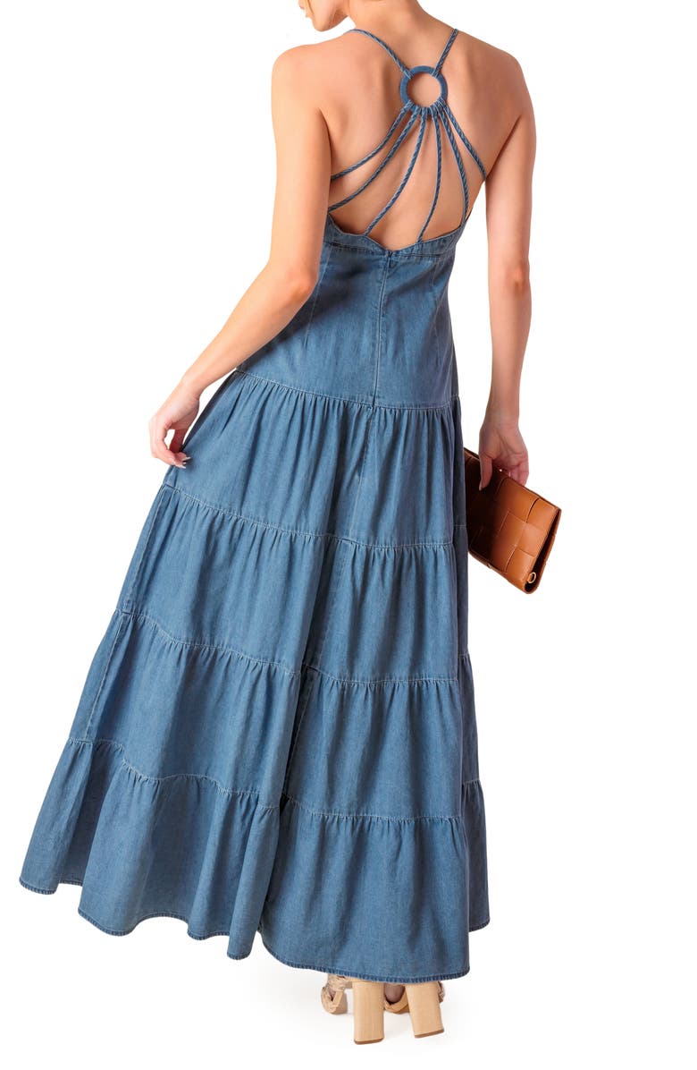 FLYING TOMATO Chambray Maxi Dress, Alternate, color, Medium Indigo