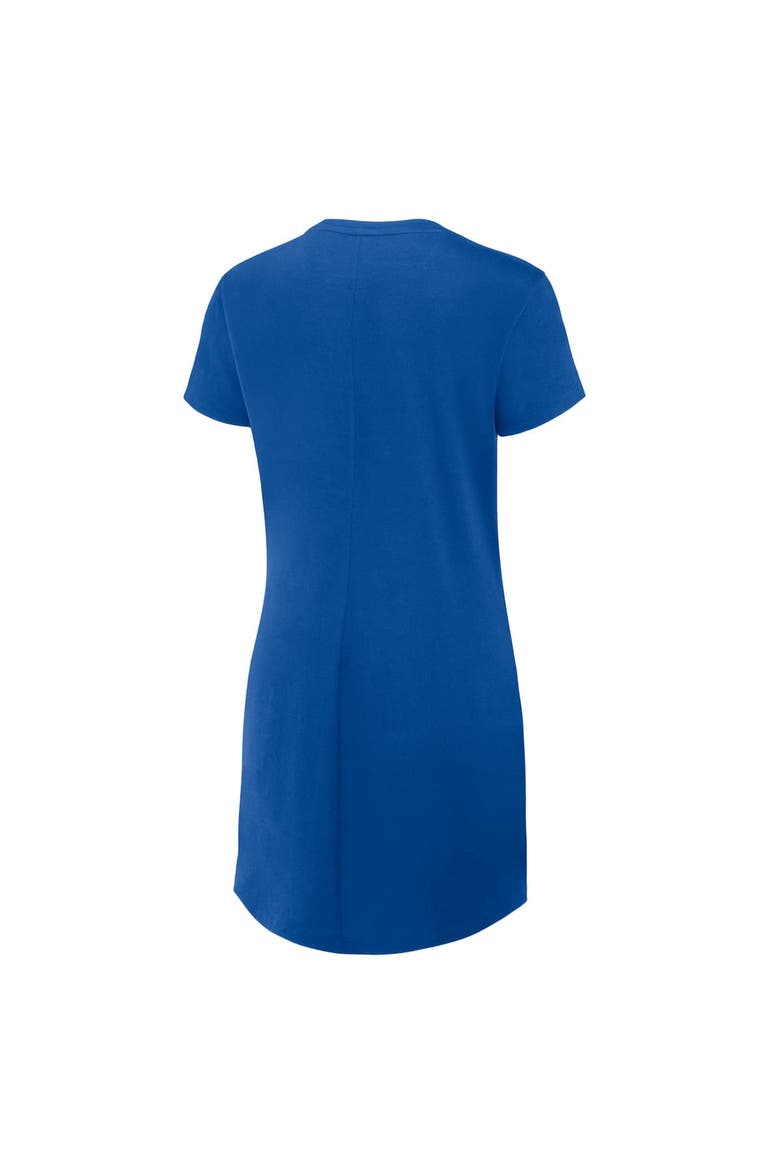 dodger blue color dress FANATICS Women's Fanatics Royal Los Angeles Dodgers Ruched Drape T-Shirt (Women) Color:SEA LIFE BLUE
