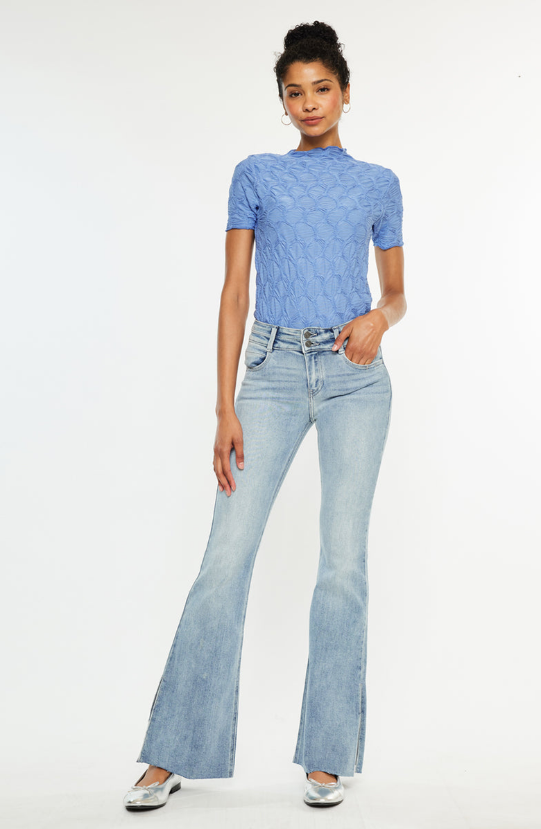 KanCan Selena Double Waist Band Flare Jeans, Alternate, color, Medium Wash