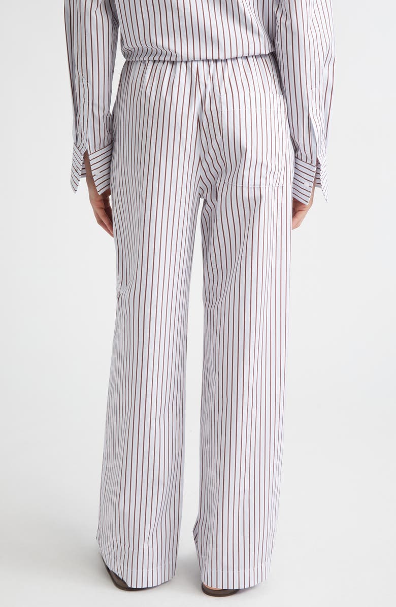 LOULOU DE SAISON Cisco Stripe Cotton Poplin Drawstring Pants, Alternate, color, Dark Red/ Light Blue