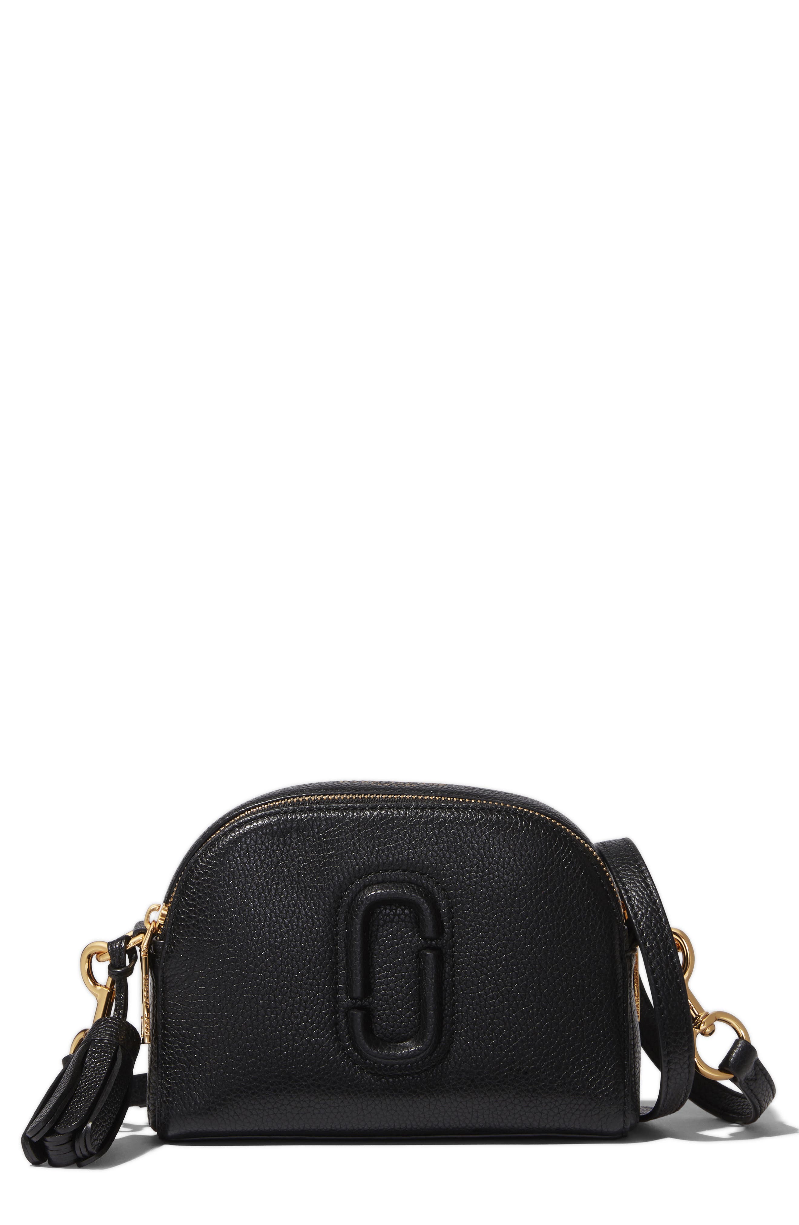 The Shutter Leather Crossbody Bag, Main, color, BLACK