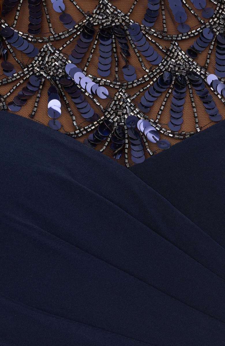 Adrianna Papell Sequin & Bead Yoke Jersey Column Gown, Alternate, color, 