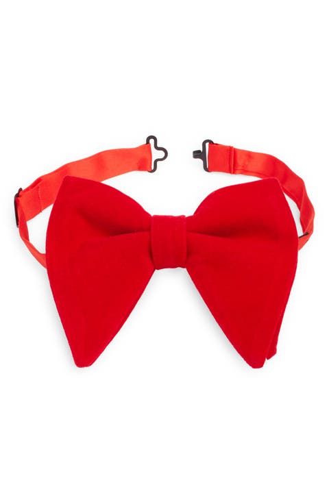 Red Silk Velvet Bow Tie
