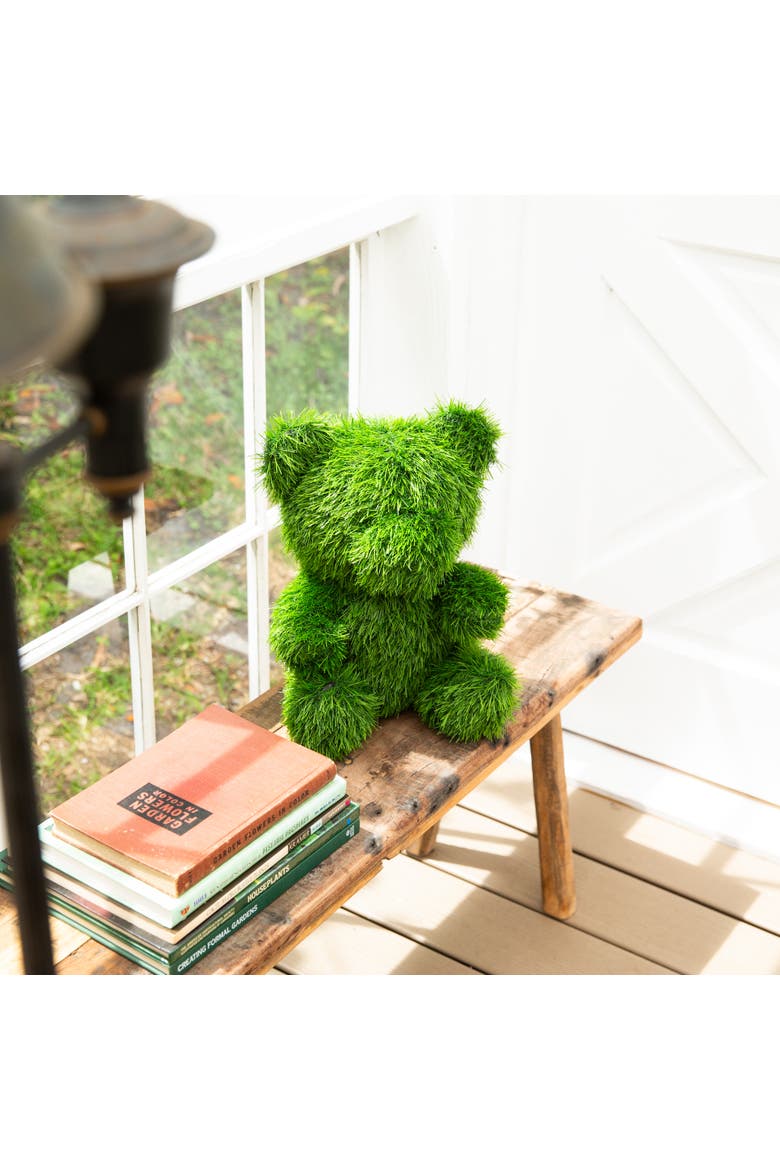 14-in UV Resistant Artificial Grass Garden Plush Topiary Bear, Alternate, color, Green