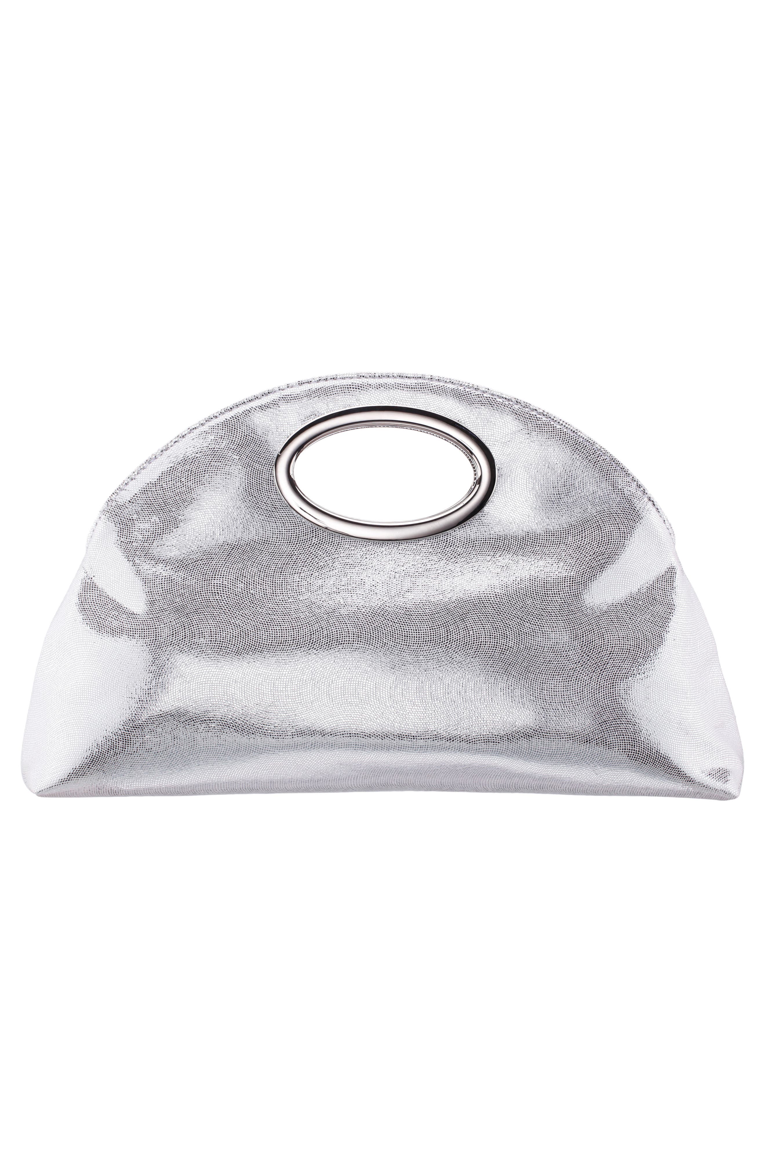 Jael Top Handle Clutch, Alternate, color, SILVER