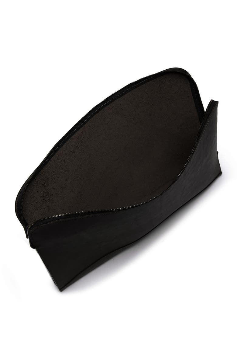 Grant Zippered Leather Envelope, Alternate, color, Black