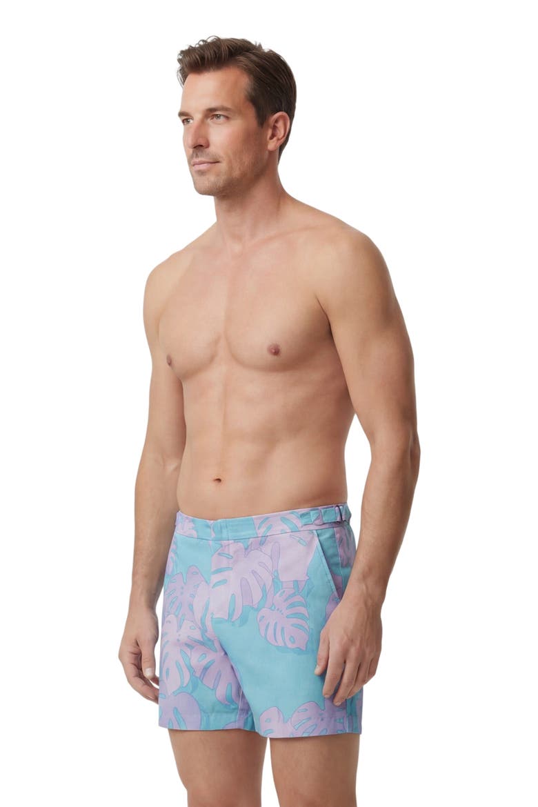 Monstera Floral Mens Tailored Swim Short, Alternate, color, MONSTERA FLORAL TEAL
