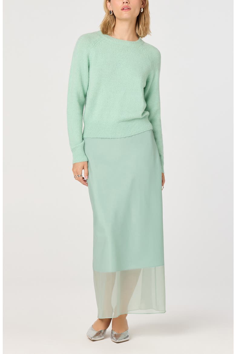 Keyara Sheer Overlay Midi Skirt, Alternate, color, MINT