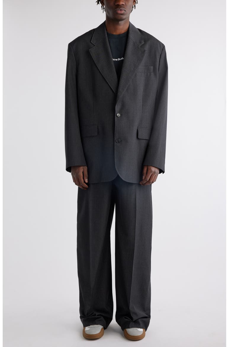 Pinstripe Relaxed Fit Blazer, Alternate, color, ANTHRACITE GREY