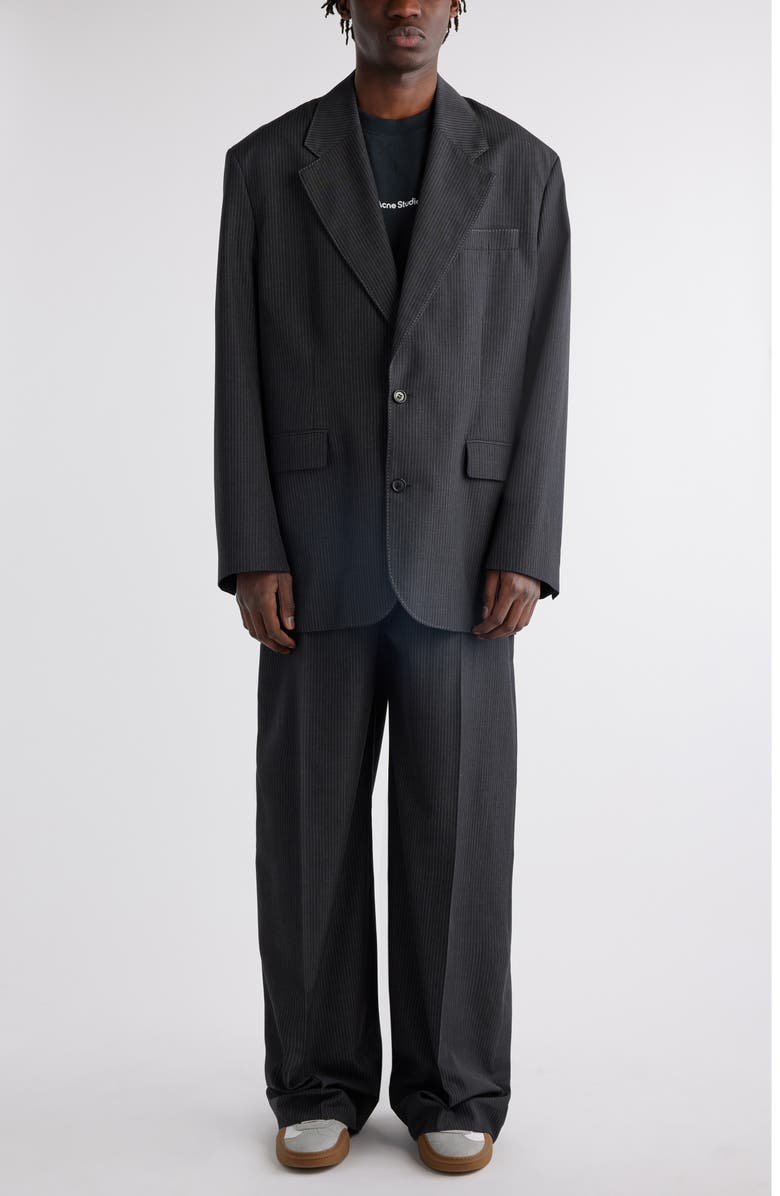 Acne Studios Pinstripe Relaxed Fit Blazer, Alternate, color, Anthracite Grey