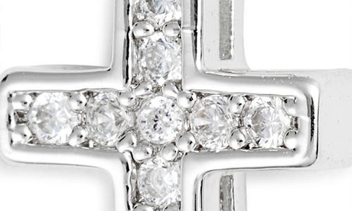 The Sis Kiss Crystal Cross Charm In Silver