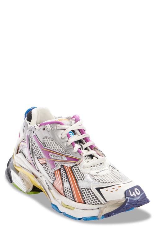 Balenciaga Deconstructed Runner Sneakers In White/multicolor