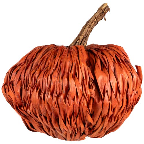 Northlight Woven Rattan Fall Harvest Pumpkin Decoration In Orange