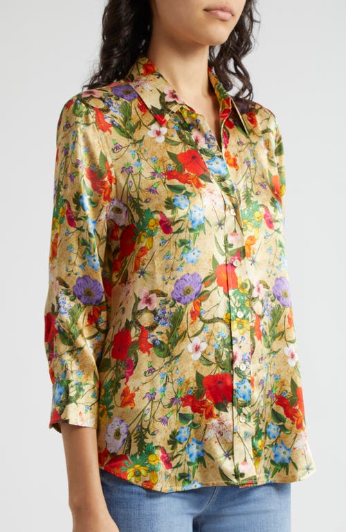 L Agence L'agence Dani Floral Print Silk Button-up Shirt