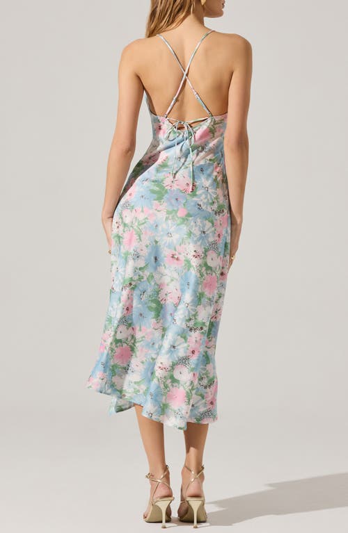 Astr The Label Cowl Neck Slipdress In Blue Multi Floral