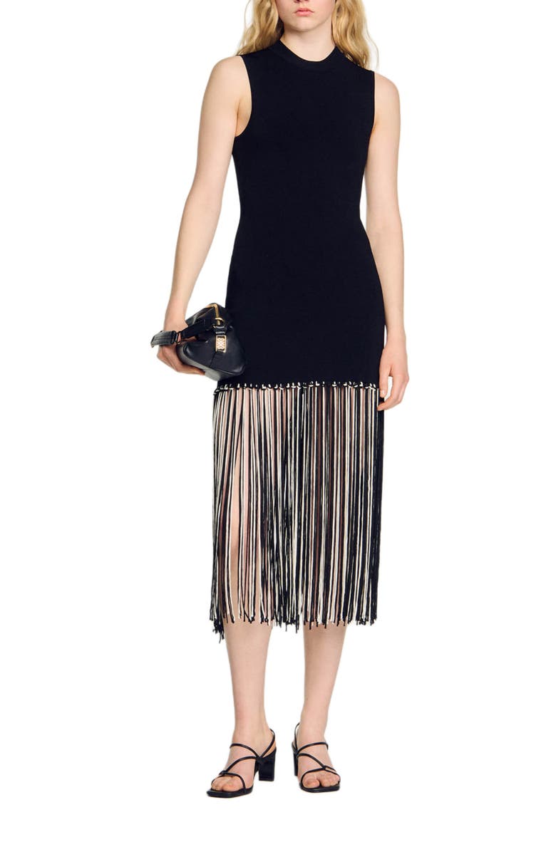 SANDRO Fringed dress, Alternate, color, 