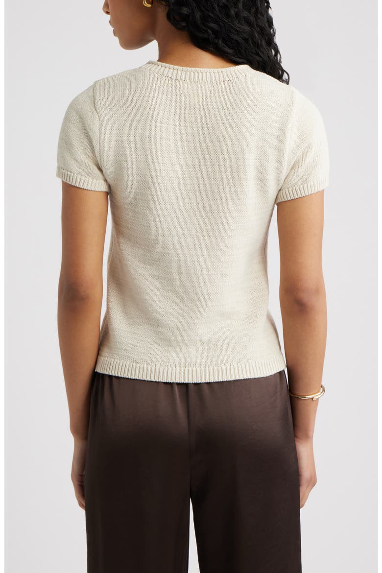 Short Sleeve Cotton Blend Sweater, Alternate, color, IVORY DOVE