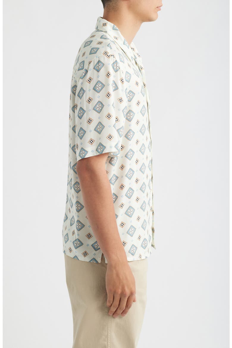 Didcot Ornate Tile Print Camp Shirt, Alternate, color, ECRU / MULTI